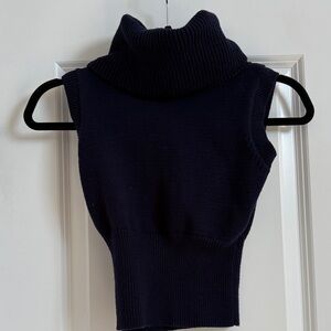 Zara Sleeveless Turtleneck Knit Vest - Navy